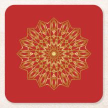 Red & Gold Arabic-inspired Paper Coasters