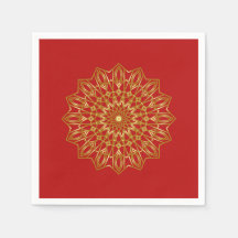 Red & Gold Arabic-inspired Paper Napkins