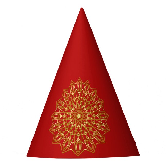 Red & Gold Arabic-inspired Party Hat (Front)