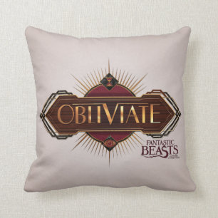 Red & Gold Art Deco Obliviate Spell Graphic Cushion