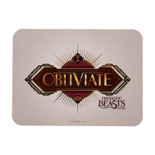 Red & Gold Art Deco Obliviate Spell Graphic Magnet