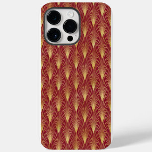 RED & GOLD ART DECO PATTERNS iPhone 14 PRO MAX CASE