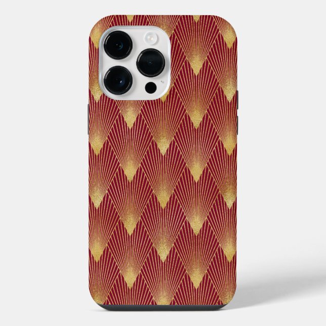 RED & GOLD ART DECO PATTERNS iPhone CASE (Back)