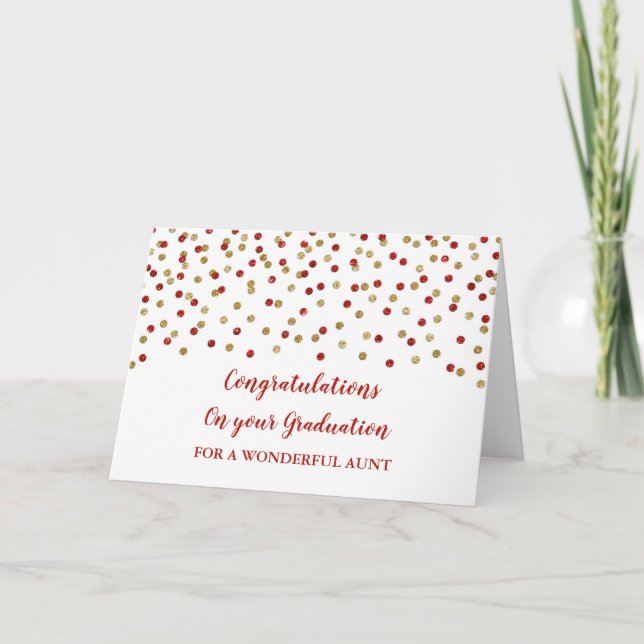 Red Gold Aunt Congratulations Graduation Card (Front)