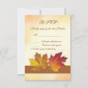 Red gold autumnal maple leaves RSVP