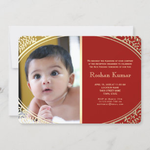 Red Gold Baby Boy Annaprashan Invitation