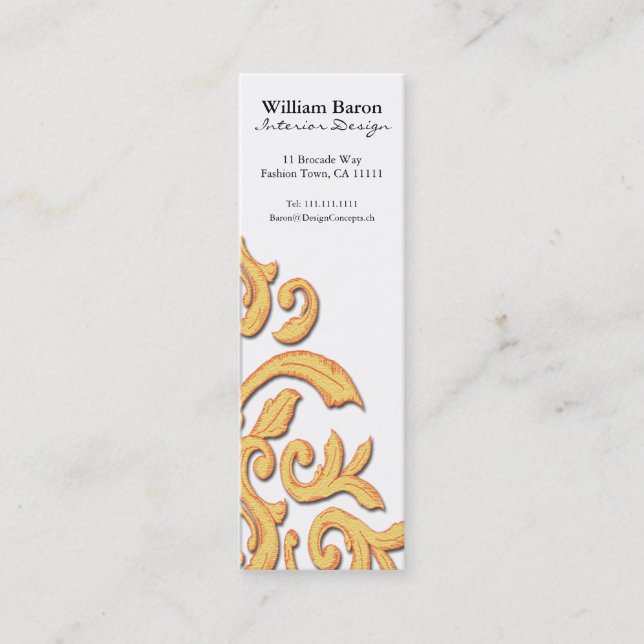 Red & Gold Baroque Damask Elegant Profile Card (Front)