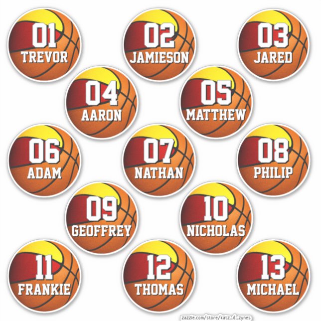 red gold basketball team colors 13 bottle labels (Front)