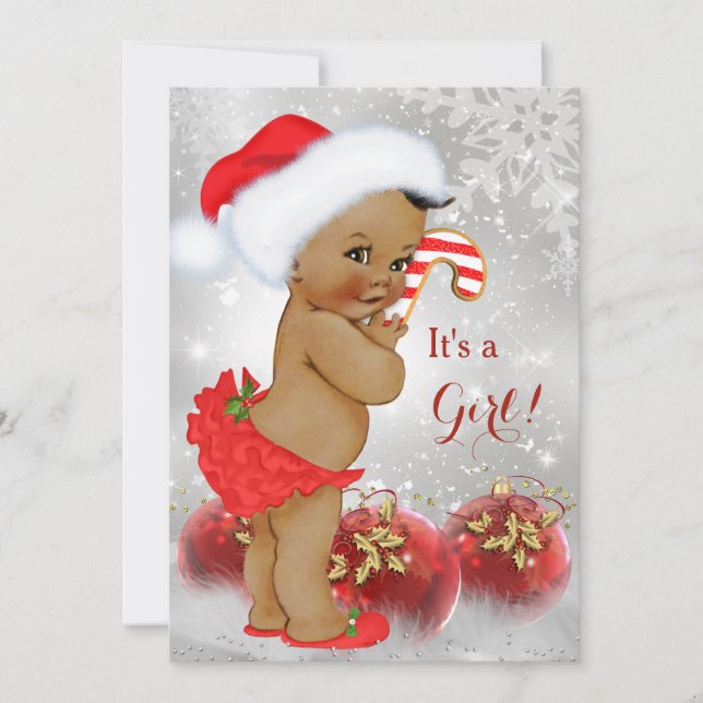 Red Gold Bauble Christmas Baby Shower Ethnic Invitation (Front)