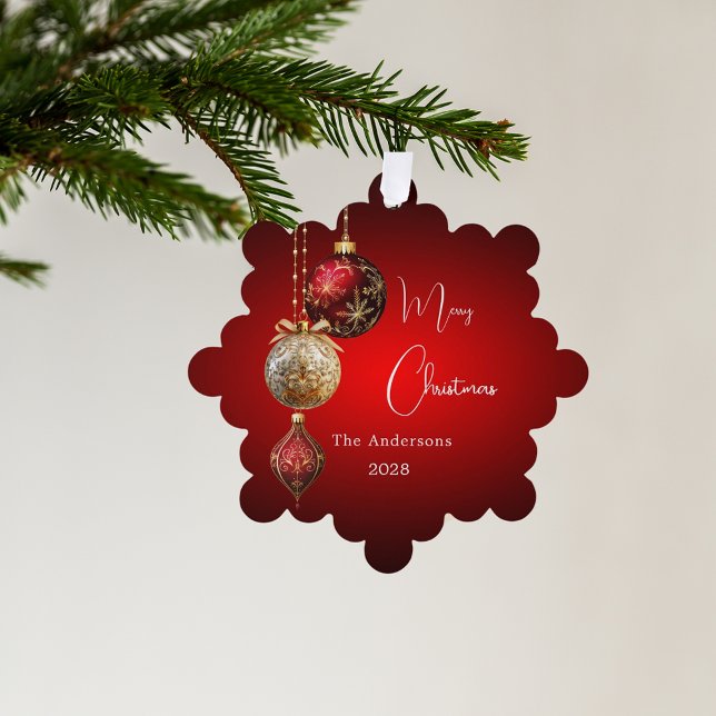 Red gold baubles Christmas decor Tree Decoration Card (Creator Uploaded)