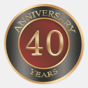 Red, gold, black 40th Wedding Anniversary Sticker