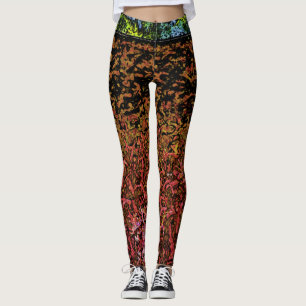 Red, Gold, Black Abstract Pattern Leggings