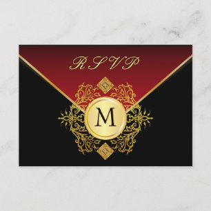 Red Gold Black Birthday Anniversary Wedding RSVP