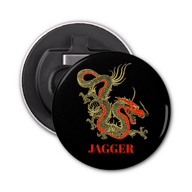 Red Gold Black Fantasy Chinese Dragon Bottle Opener (Front)