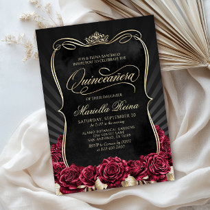 Red Gold Black Quinceañera Invitation