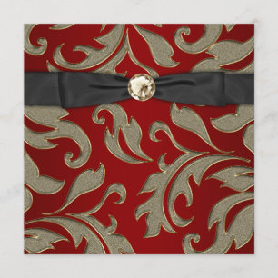 Red Gold Black Tie Black Party Invitation