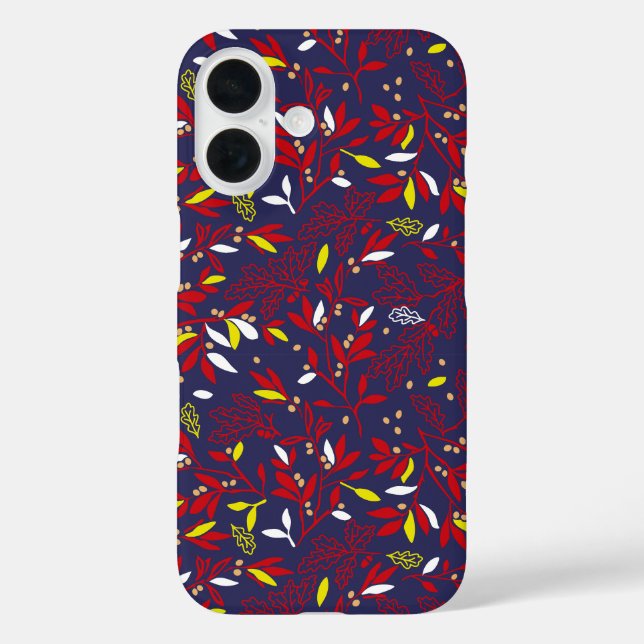 Red Gold Botanical Autumn Leaves Case-Mate iPhone Case (Back)