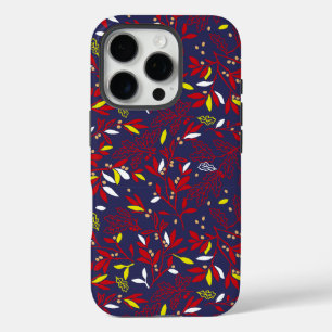 Red Gold Botanical Autumn Leaves iPhone 16 Pro Case