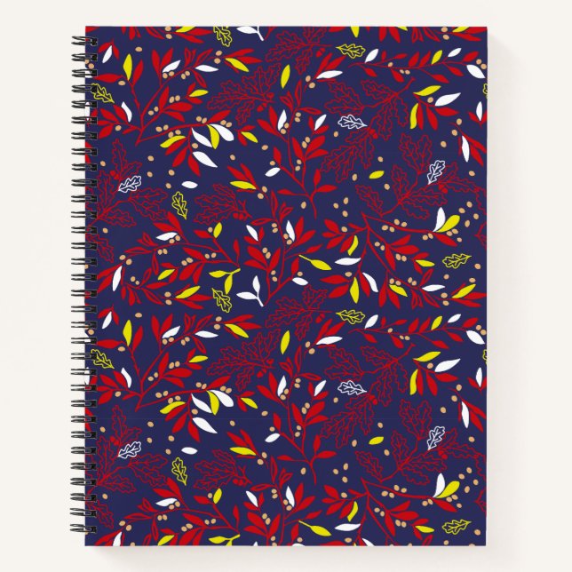 Red Gold Botanical Autumn Leaves Notebook (Front)