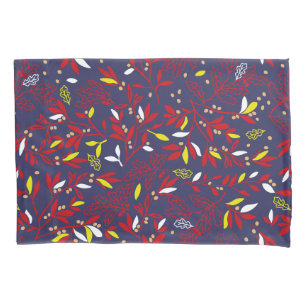 Red Gold Botanical Autumn Leaves Pillowcase