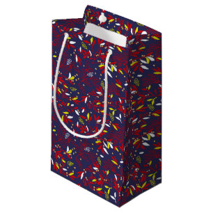 Red Gold Botanical Autumn Leaves Small Gift Bag