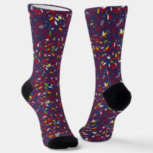 Red Gold Botanical Autumn Leaves Socks
