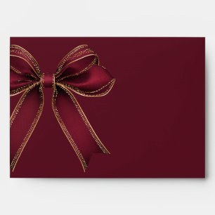 Red Gold Bow Burgundy Christmas Envelope