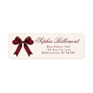 Red Gold Bow Christmas Return Address Label