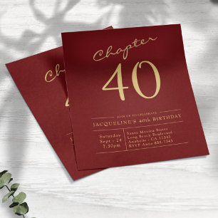 Red Gold Budget 40th Birthday Invitation Flyer
