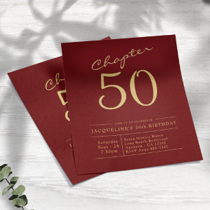 Red Gold Budget 50th Birthday Invitation Flyer