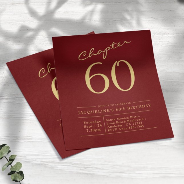 Red Gold Budget 60th Birthday Invitation Flyer (Creator Uploaded)