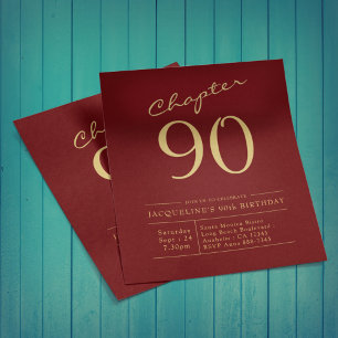 Red Gold Budget 90th Birthday Invitation Flyer