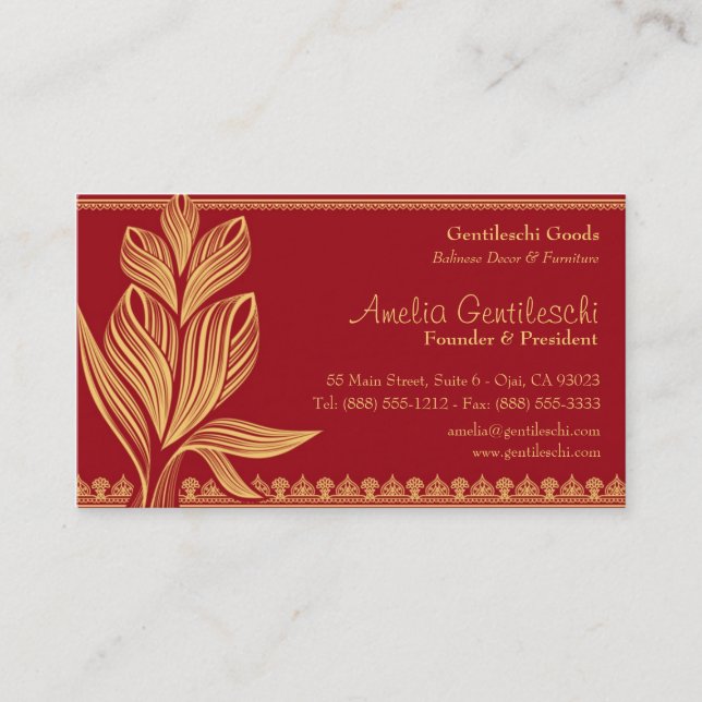 Red & Gold Business Card (Front)