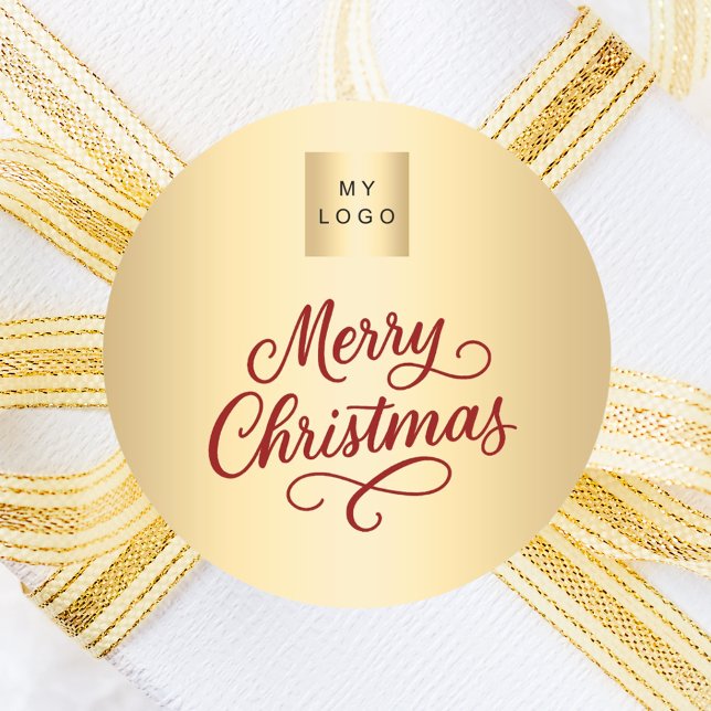 Red gold business Christmas Classic Round Sticker (Creator Uploaded)