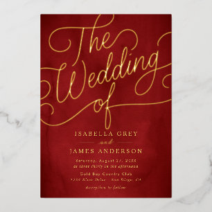 Red Gold Calligraphy Script Wedding 