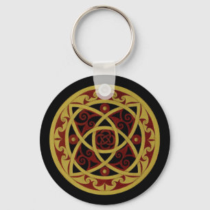 Red & Gold Celtic Design Keychain (circle)