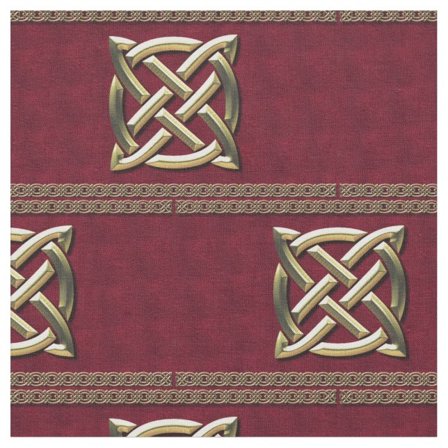 Red & Gold Celtic Knot Fabric (Close Up)