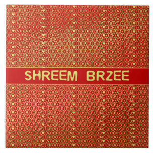 Red Gold Chant Shreem Brzee attract wealth Ceramic Tile