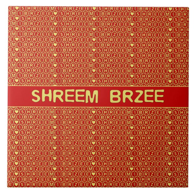 Red Gold Chant Shreem Brzee attract wealth Ceramic Tile (Front)
