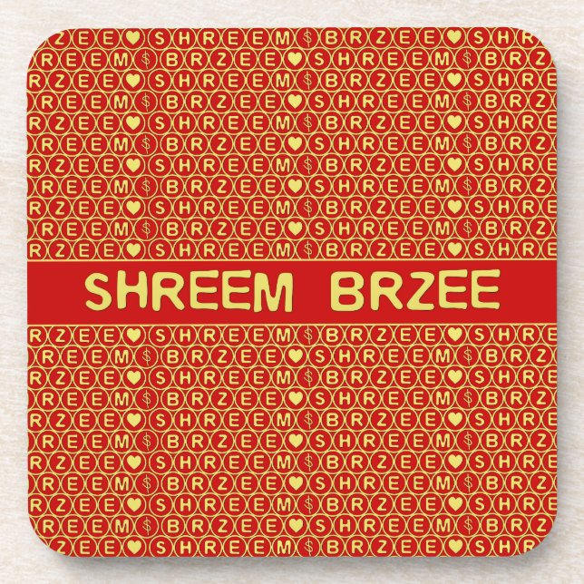 Red Gold Chant Shreem Brzee attract wealth Coaster (Front)