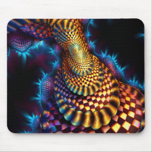 Red & Gold Chequered Mandelbrot Fractal Mouse Pad
