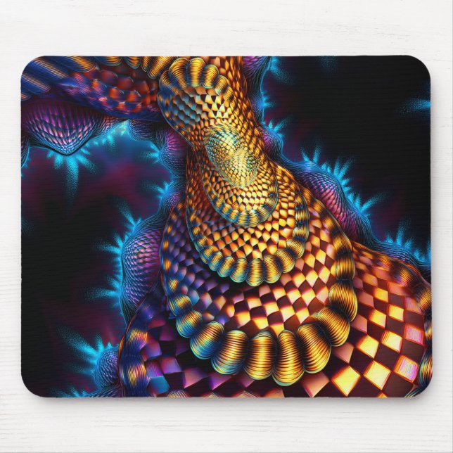 Red & Gold Chequered Mandelbrot Fractal Mouse Pad (Front)
