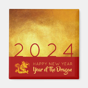 Red Gold Chinese Dragon paper-cut 2024 SqM Magnet