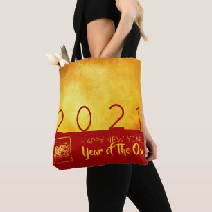 Red Gold Chinese Ox paper-cut 2021 AoTB Tote Bag