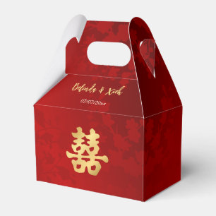 Red Gold Chinese Wedding Bride And Groom Favour Box