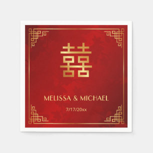   Red  Gold Chinese Wedding Custom  Napkin