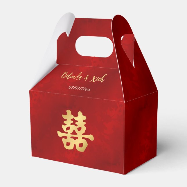 Red Gold | Chinese Wedding  Favour Box (Front Side)