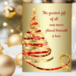 Red Gold Christian Christmas  Holiday Card