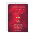 Red Gold Christian Cross Wedding Invitation