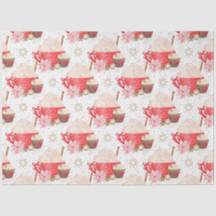 Red & Gold Christmas Cocoa Dessert Pattern Tissue Paper
